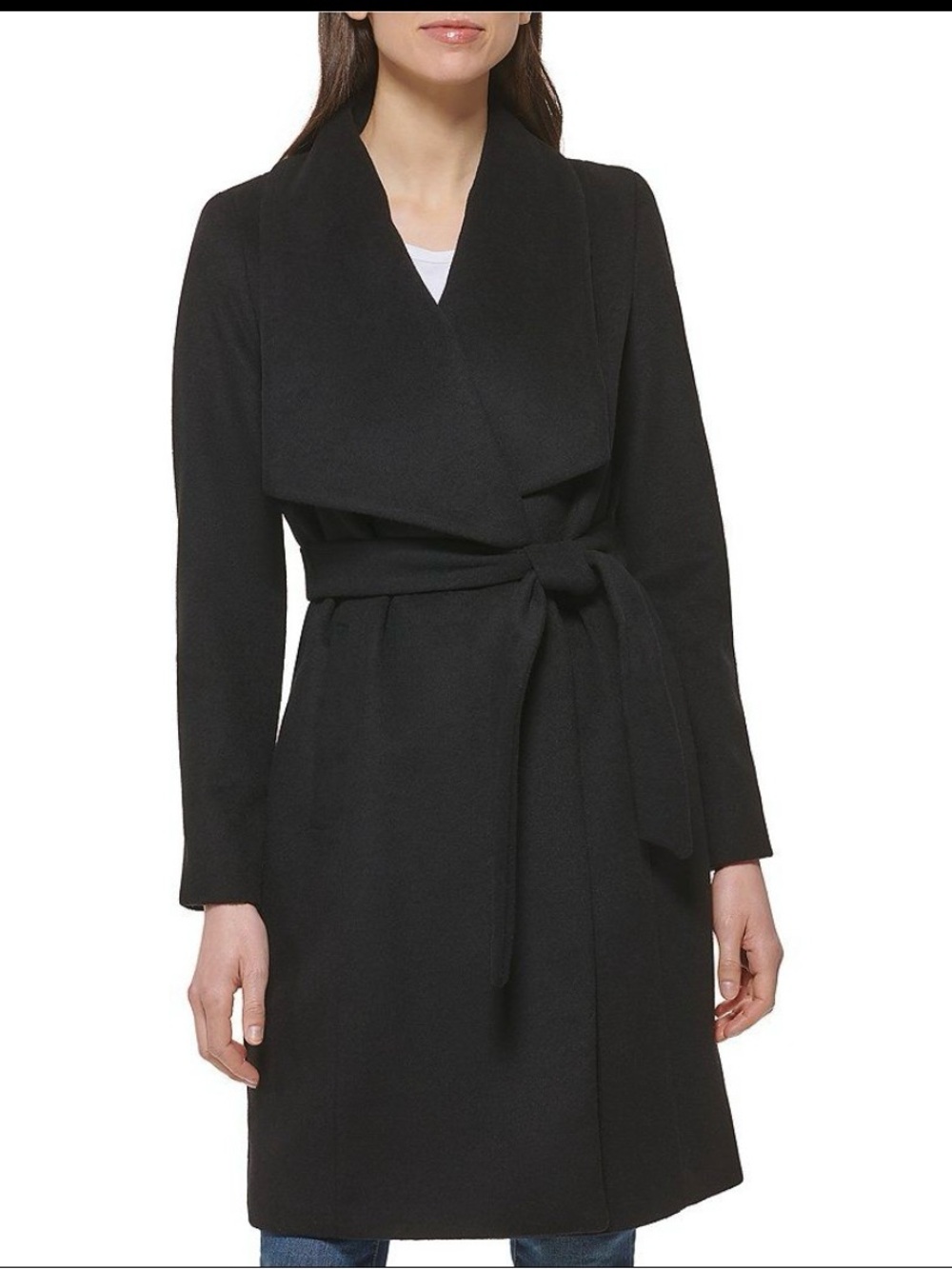 Cole Haan Women's Elegant Wool Blend Black  Coat